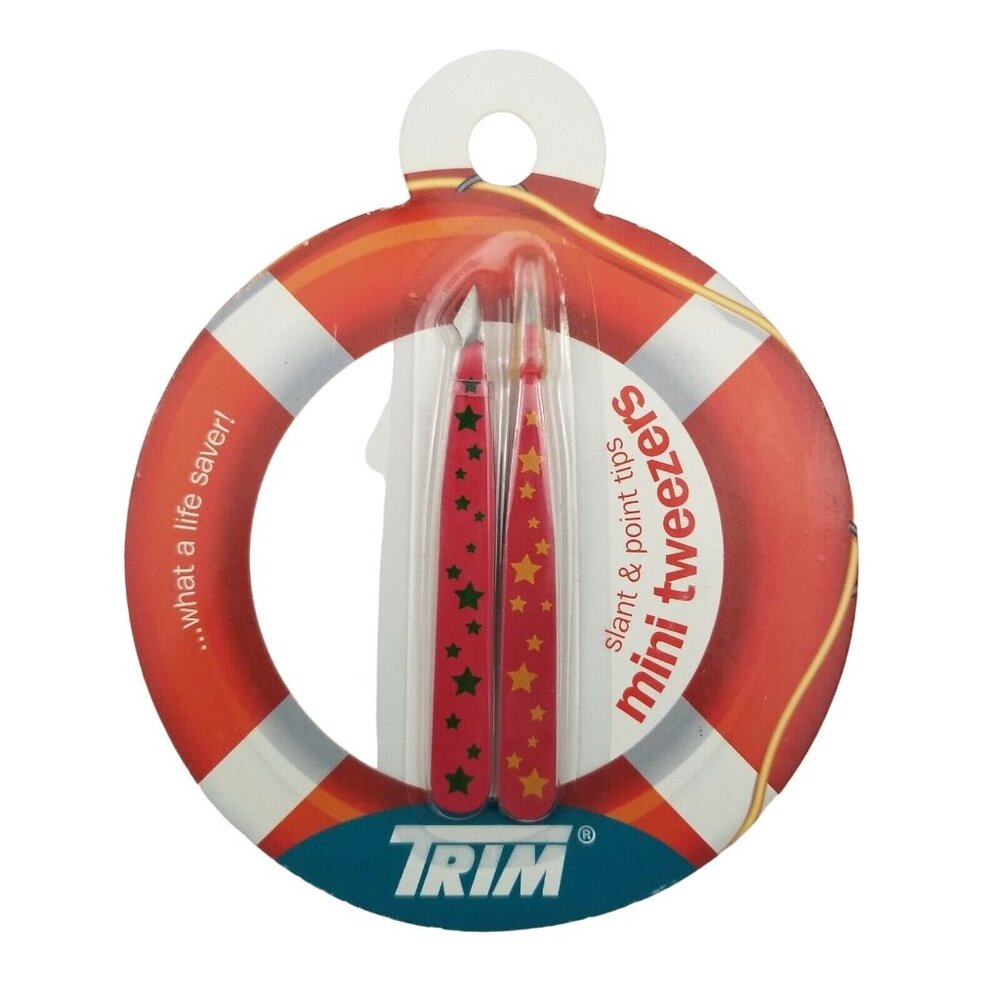 4X TRIM Mini Tweezers 2 Pair Precision-ground Slant and Point Tips - Better Grip - Picture 2 of 4